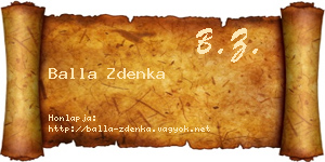 Balla Zdenka névjegykártya